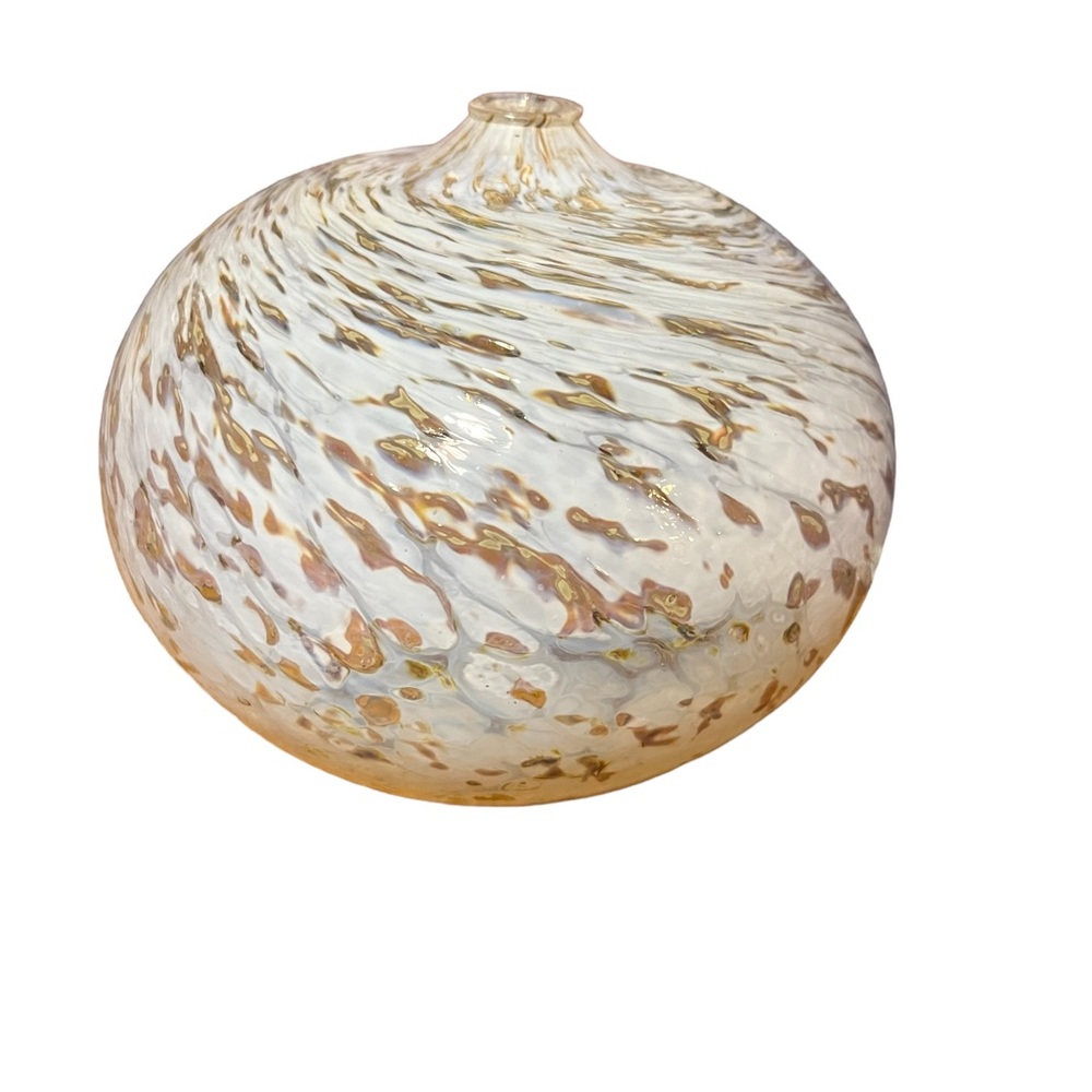 Hand blown glass  glass art decor hand crafted glass white gold